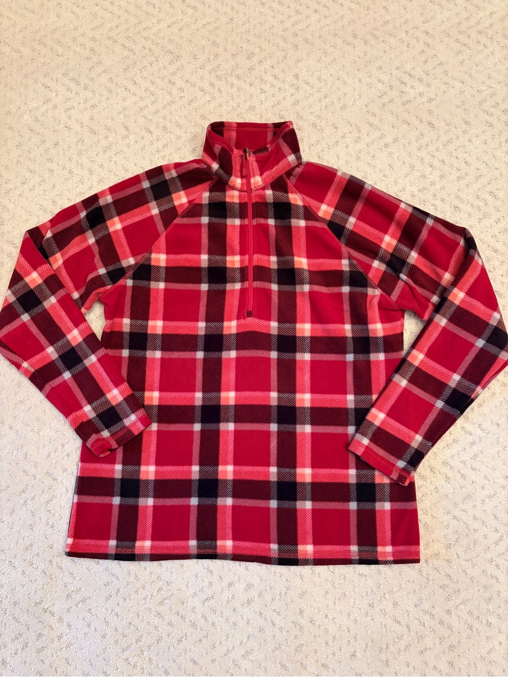 Eddie Bauer Fleece Pullover Sweater Size L Quarter Zip High Collar Pinks Purple
